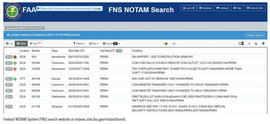 NOTAM search
